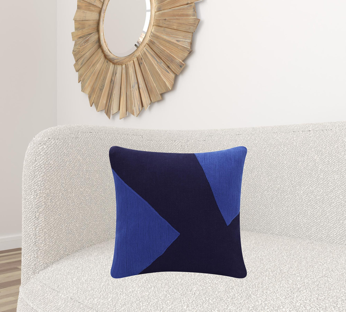 20" X 20" Cobalt Blue And Navy 100% Cotton Abstract Zippered Pillow-4