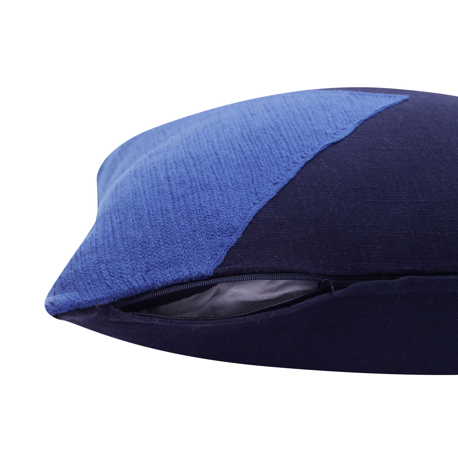 20" X 20" Cobalt Blue And Navy 100% Cotton Abstract Zippered Pillow-6
