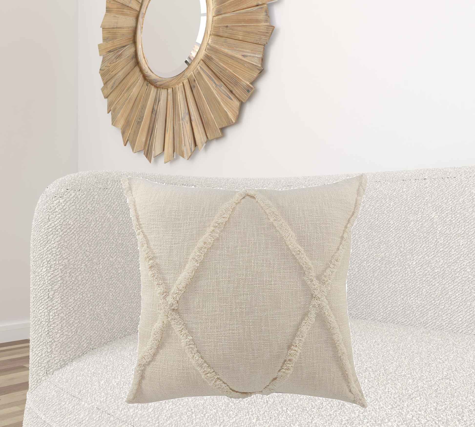 26" X 26" Ivory 100% Cotton Zippered Pillow-5