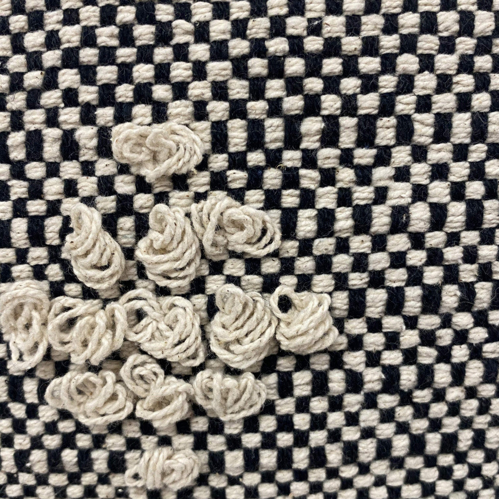20" X 20" Black And Off-White 100% Cotton Geometric Zippered Pillow-6