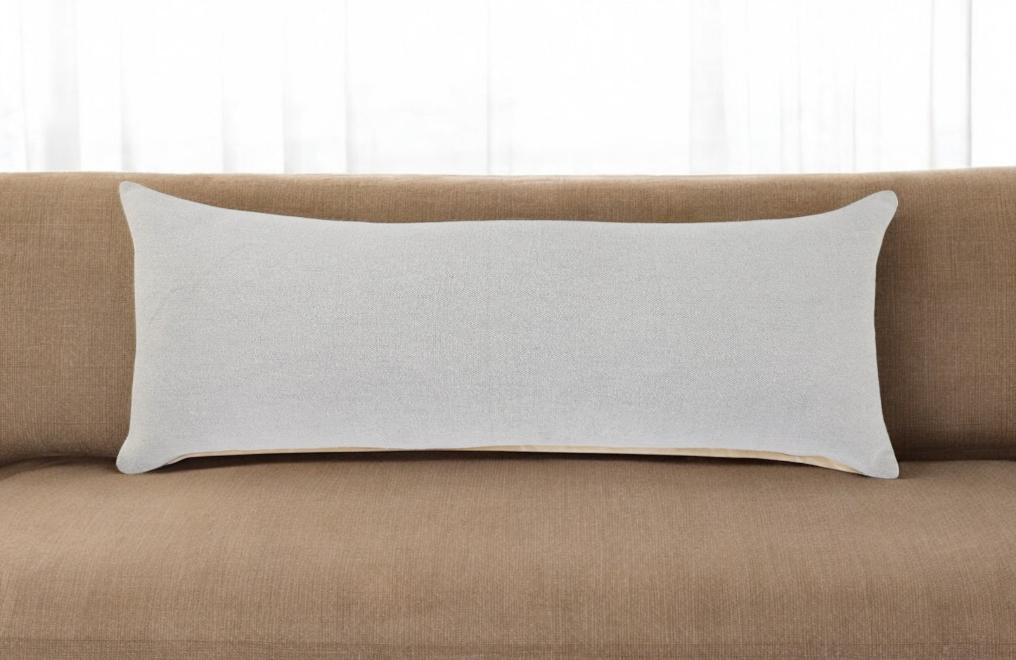 14" X 36" Light Gray Cotton Throw Pillow-0