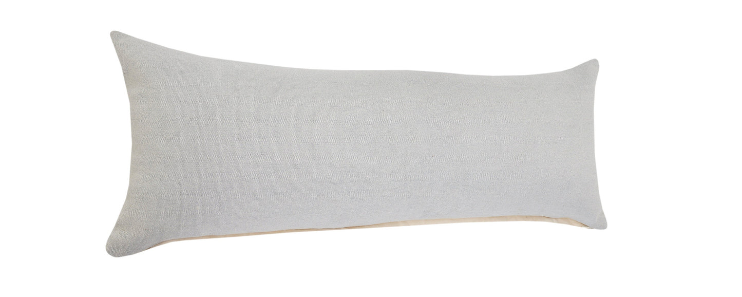 14" X 36" Light Gray Cotton Throw Pillow-3