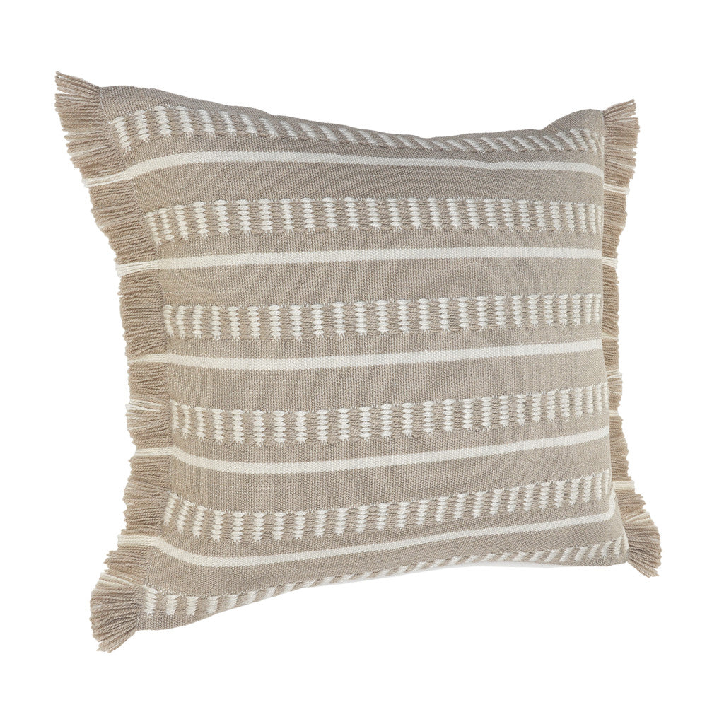 24" X 24" Tan Zippered Coastal Indoor Outdoor Throw Pillow-2