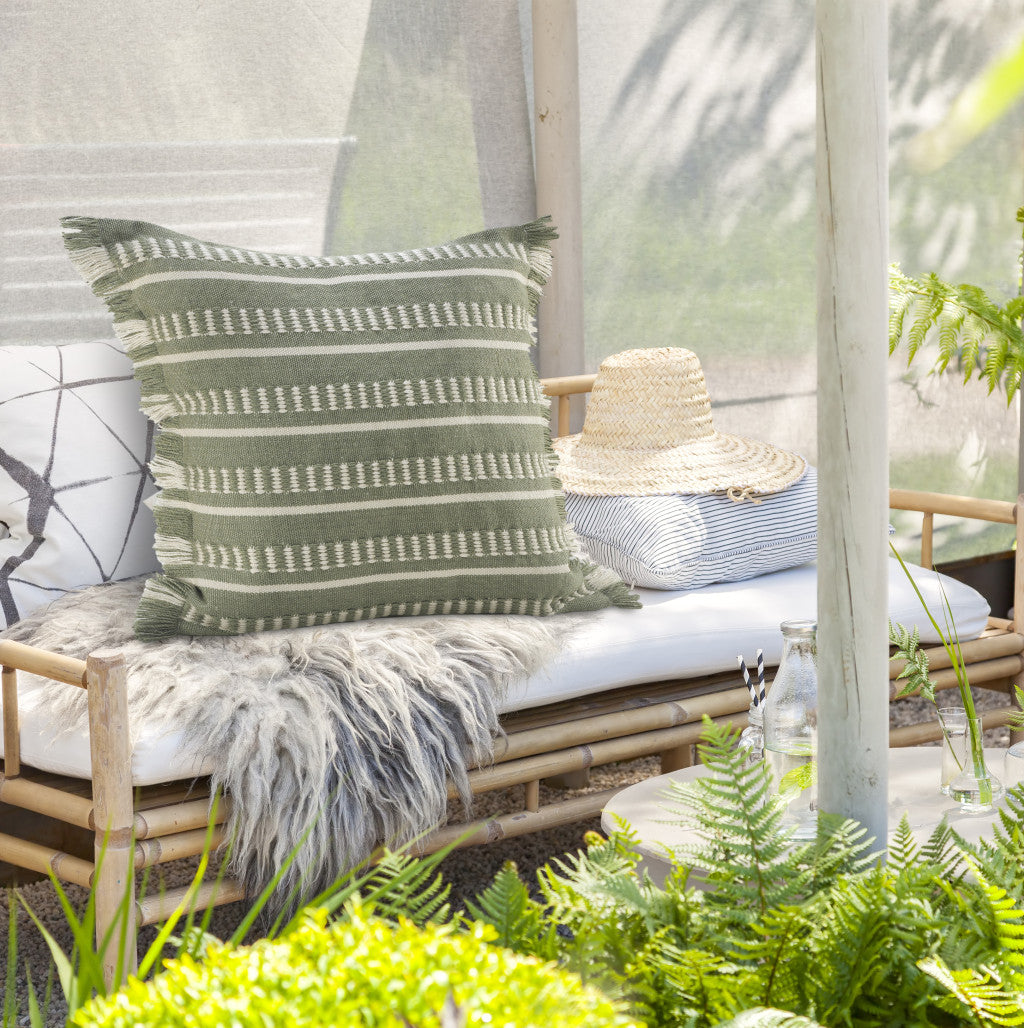 24" X 24" Green Zippered Coastal Indoor Outdoor Throw Pillow-8