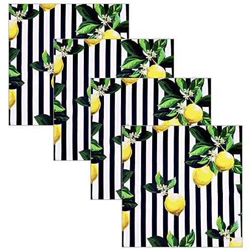 Charlo's Cloth Napkins Set of 4 Charlo's Sicilian Lemon 16" by 16" - Black-1