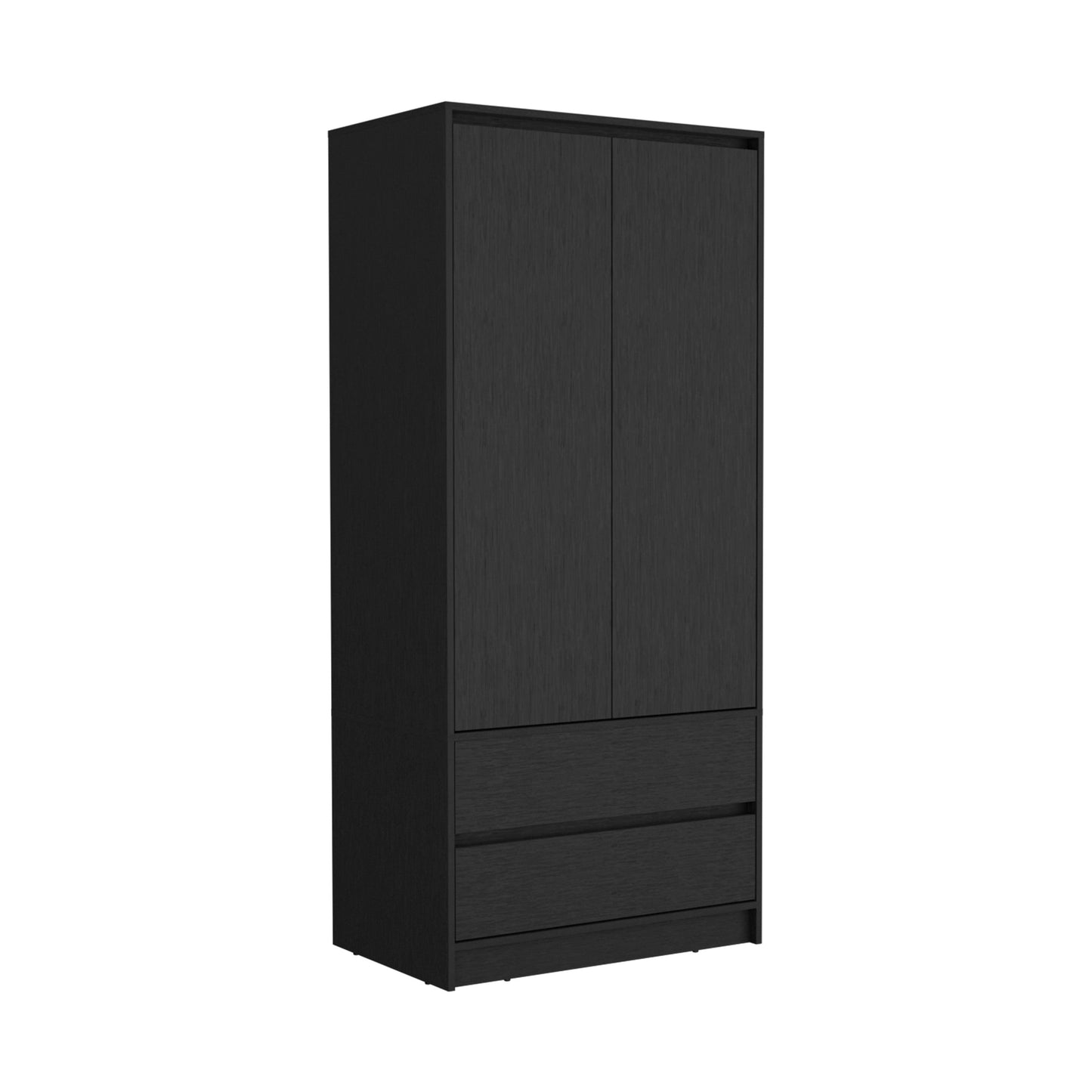 71" Black Wood Two Door Two Drawer Combo Dresser-2