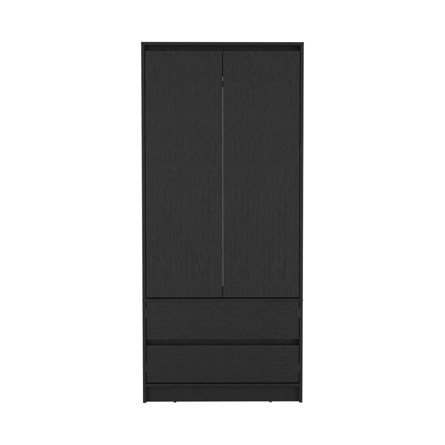 71" Black Wood Two Door Two Drawer Combo Dresser-1