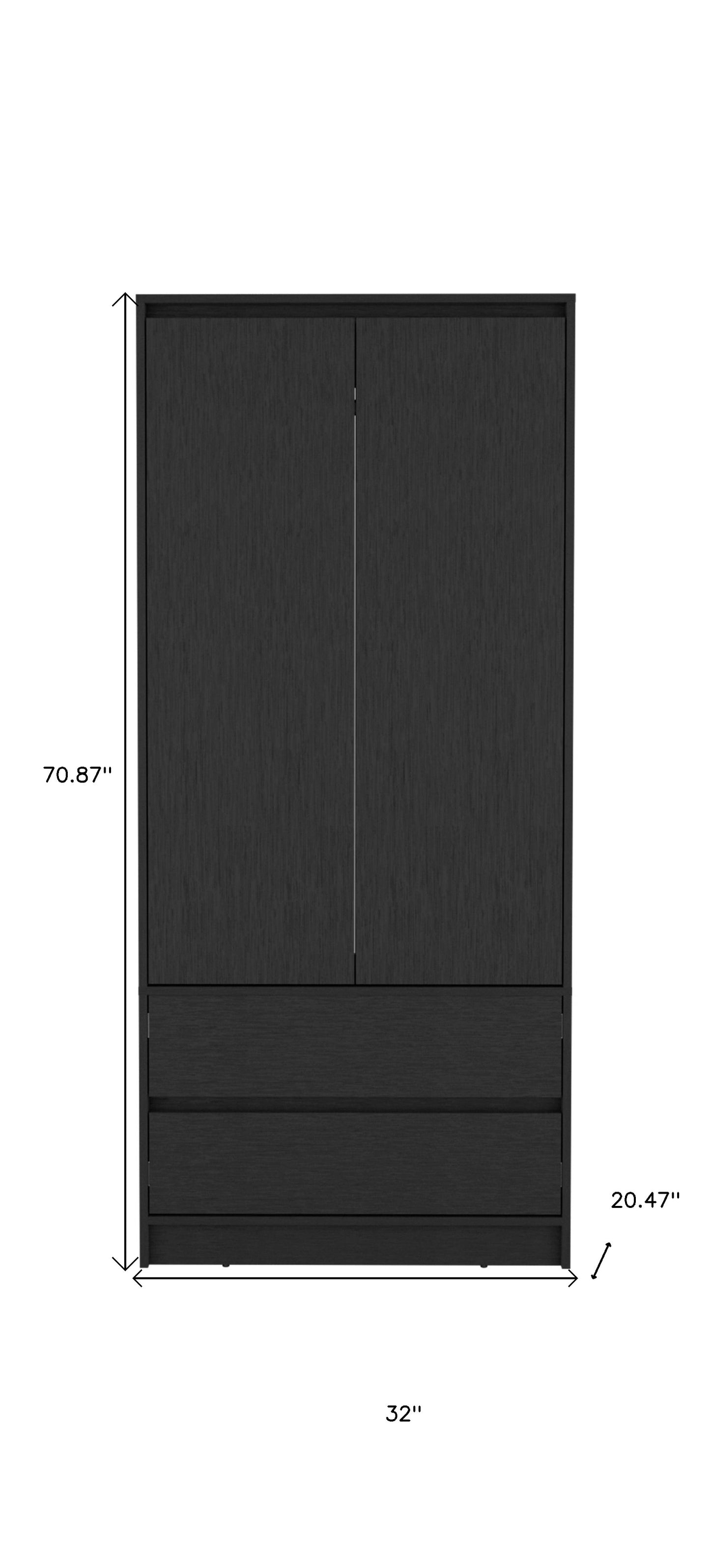 71" Black Wood Two Door Two Drawer Combo Dresser-7