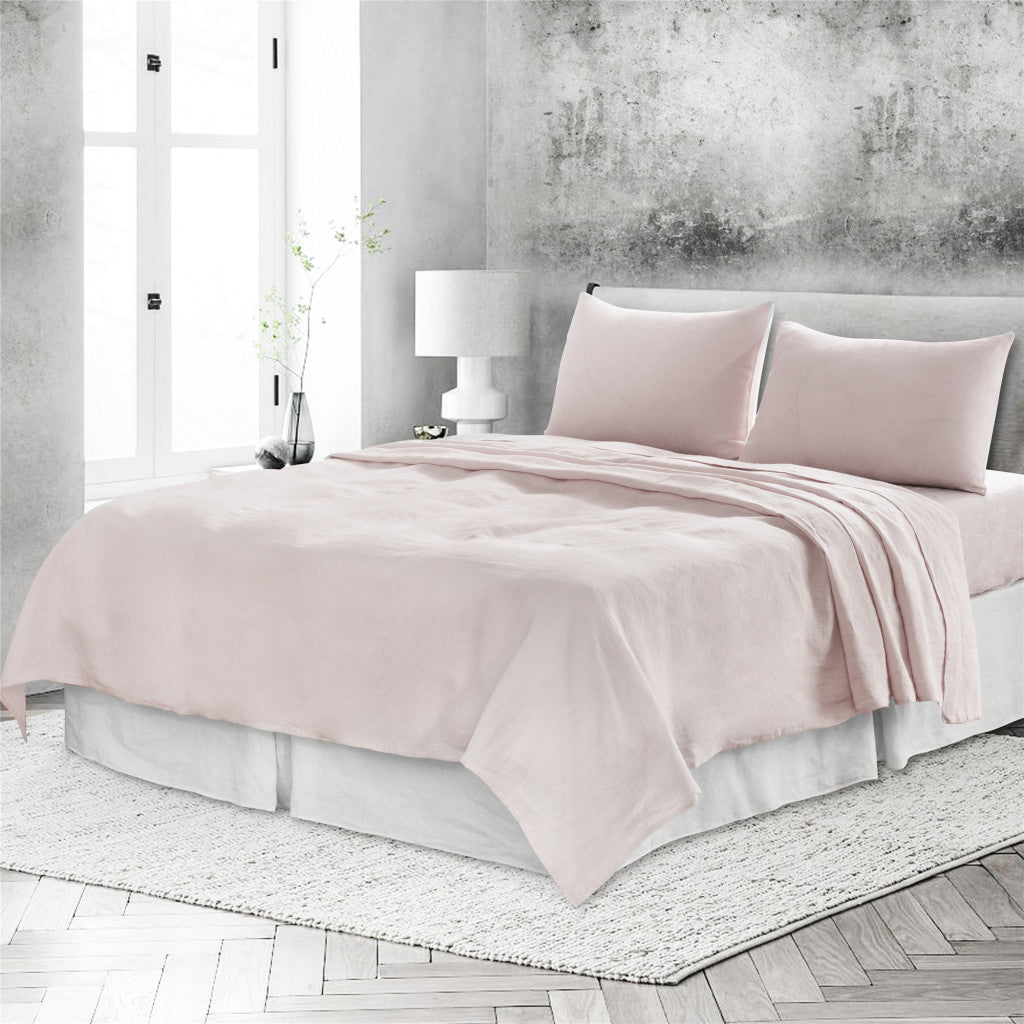 Four Piece Light Pink Linen Sheet Set-7