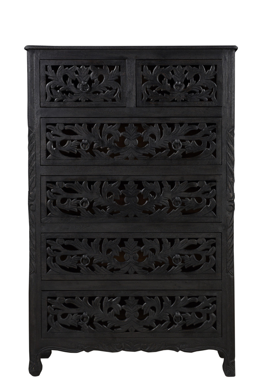 35" Black Solid Wood Six Drawer Chest-1