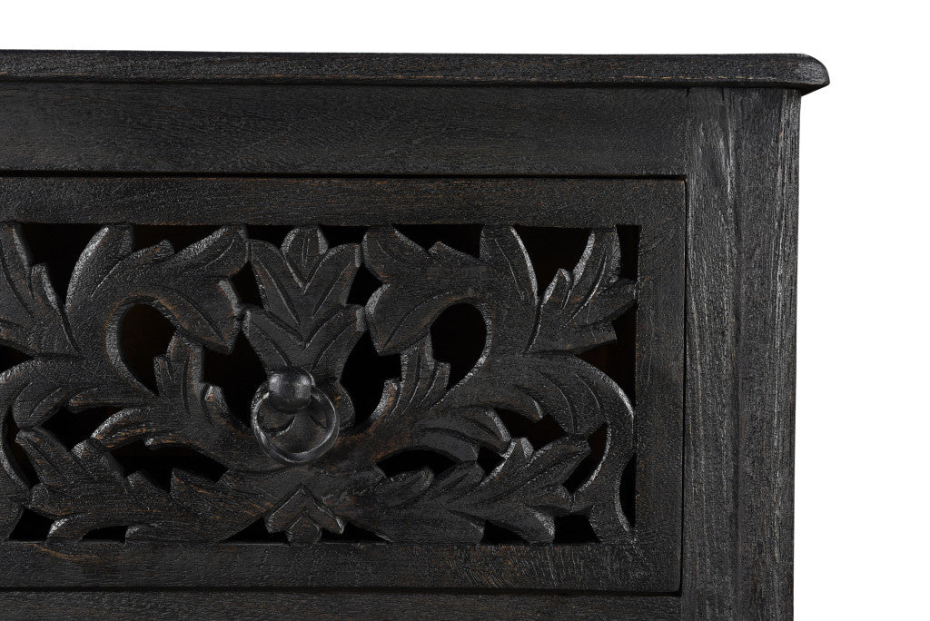 35" Black Solid Wood Six Drawer Chest-6
