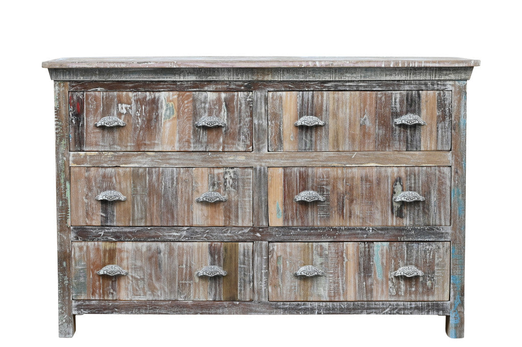 60" White Solid Wood Six Drawer Double Dresser-1