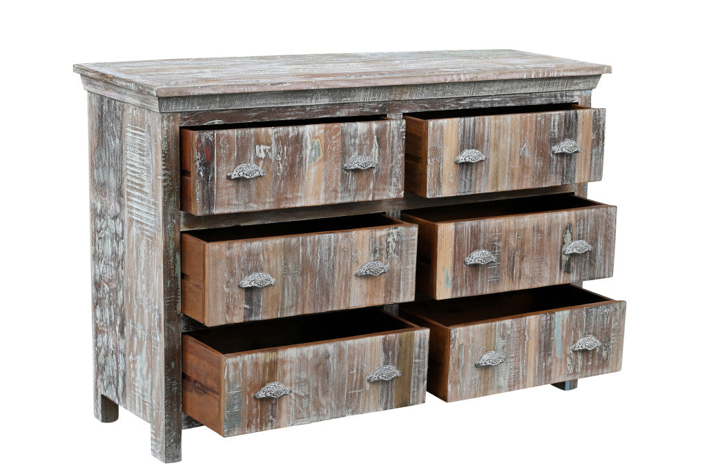 60" White Solid Wood Six Drawer Double Dresser-2