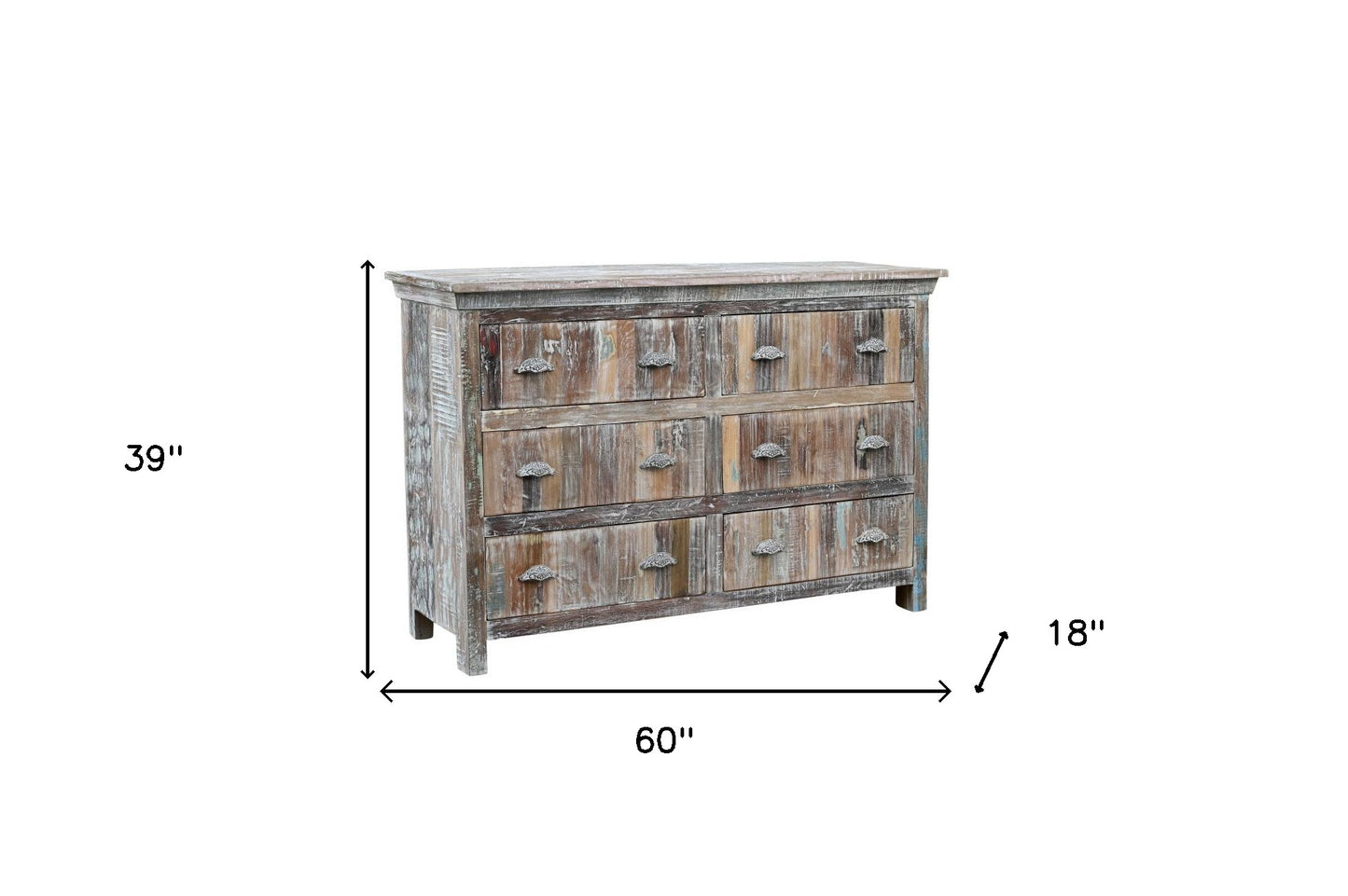 60" White Solid Wood Six Drawer Double Dresser-6