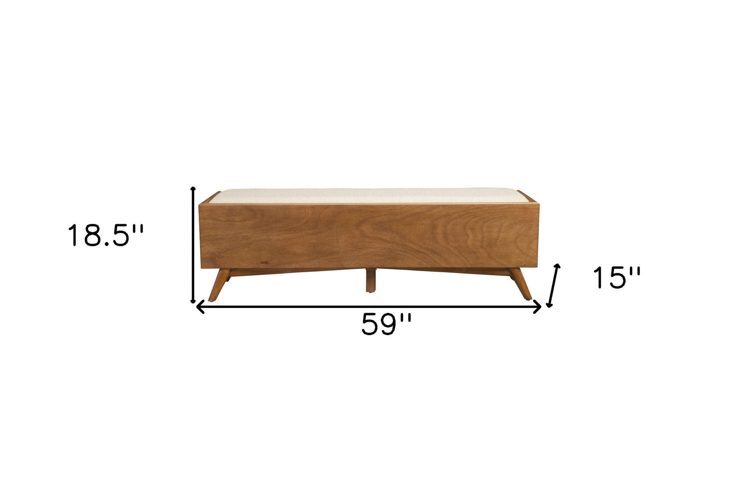 59" Beige and Brown Upholstered Polyester Blend Bench with Drawers-3