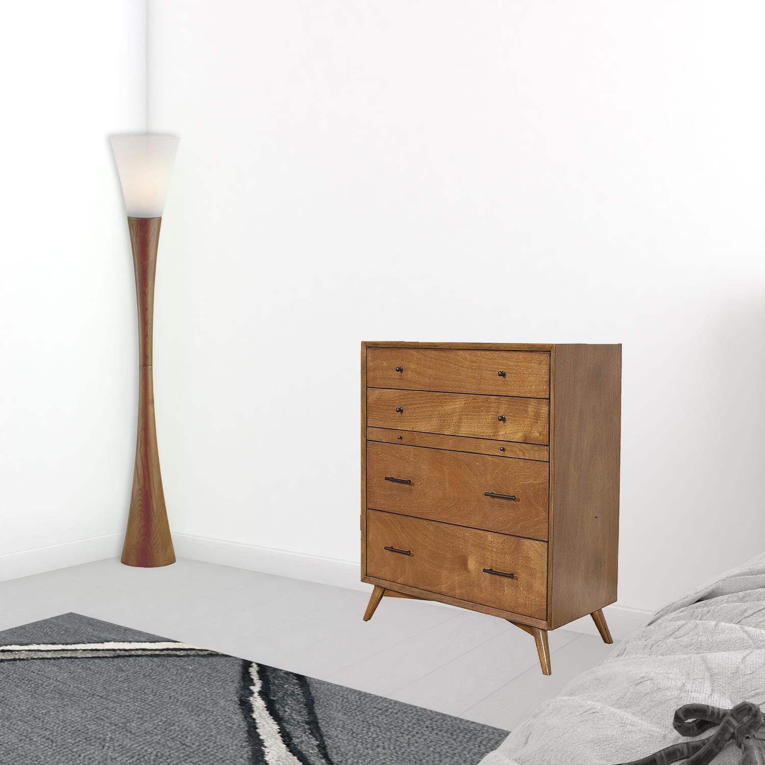 38" Brown Solid Wood Four Drawer Chest-6