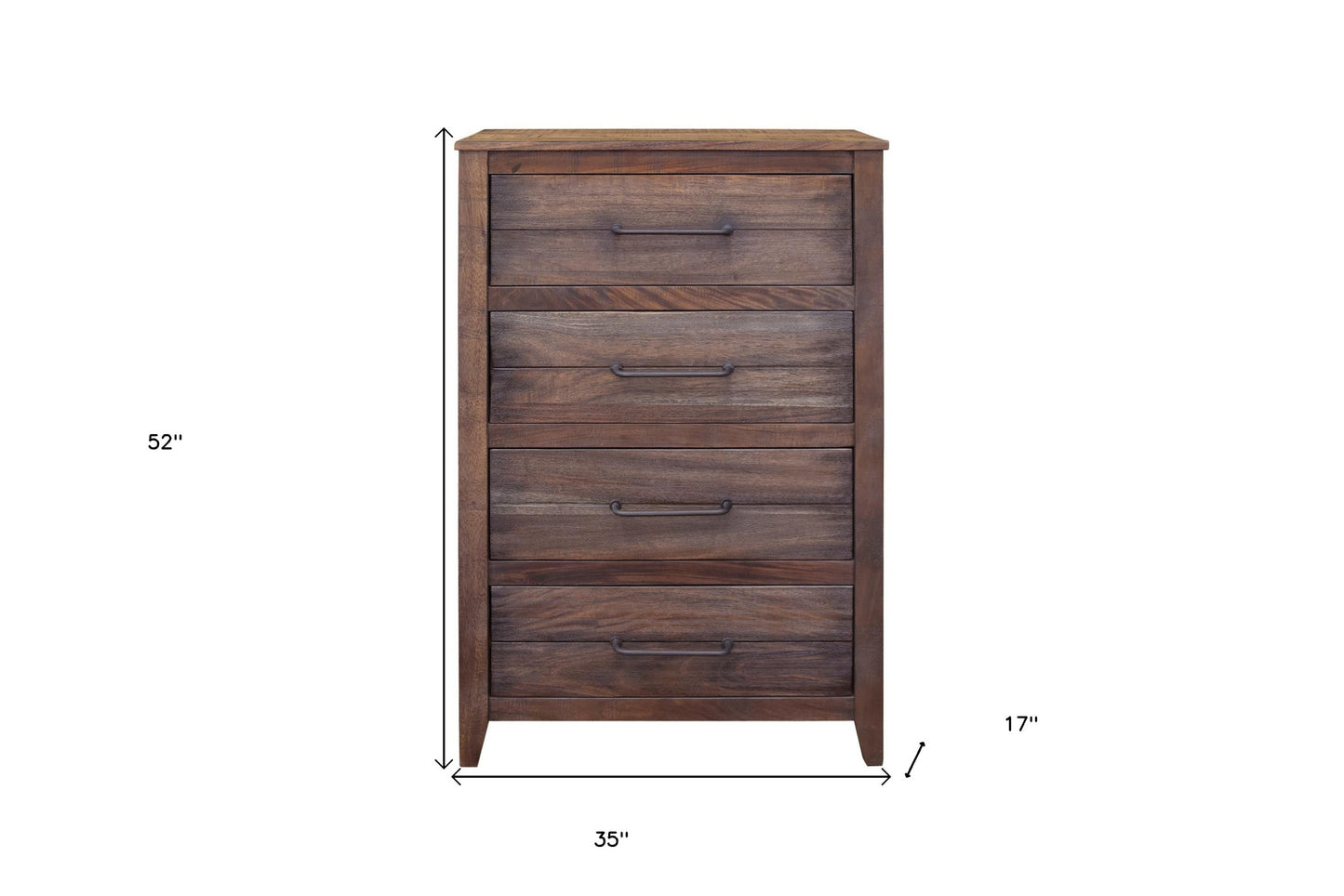 35" Brown Solid Wood Four Drawer Chest-2