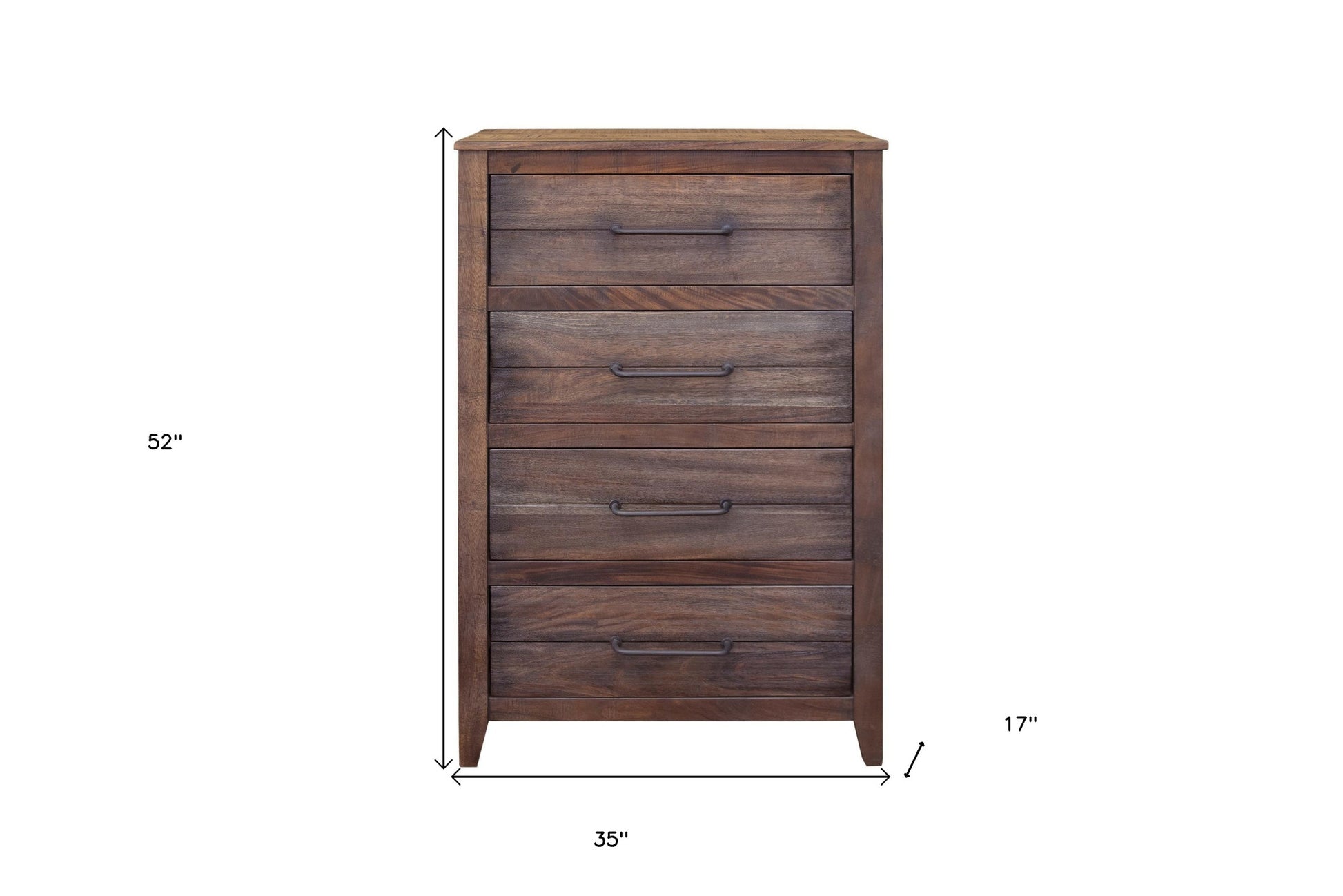 35" Brown Solid Wood Four Drawer Chest-2