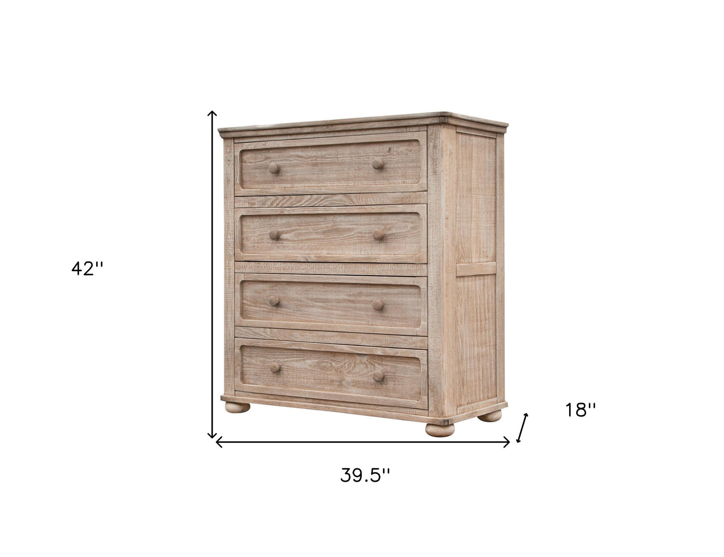 40" Natural Solid Wood Four Drawer Chest-4