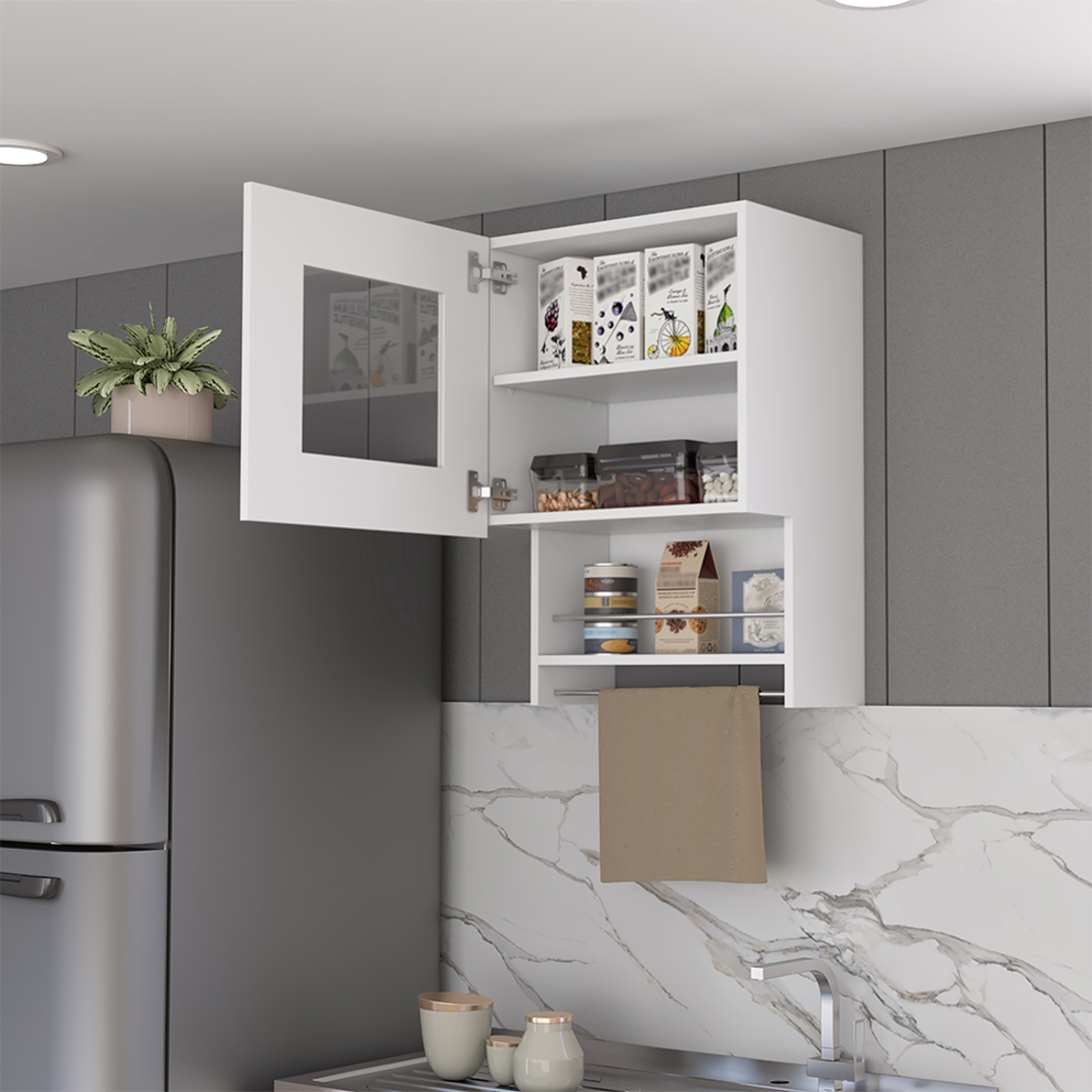 20" White Wall mounted Accent Cabinet With One Shelf-8