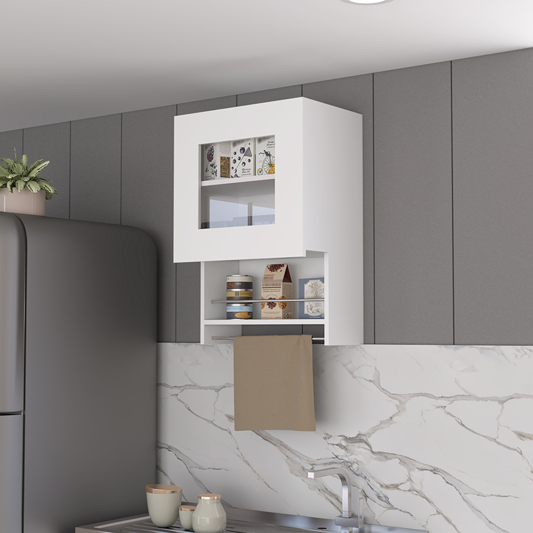 20" White Wall mounted Accent Cabinet With One Shelf-7