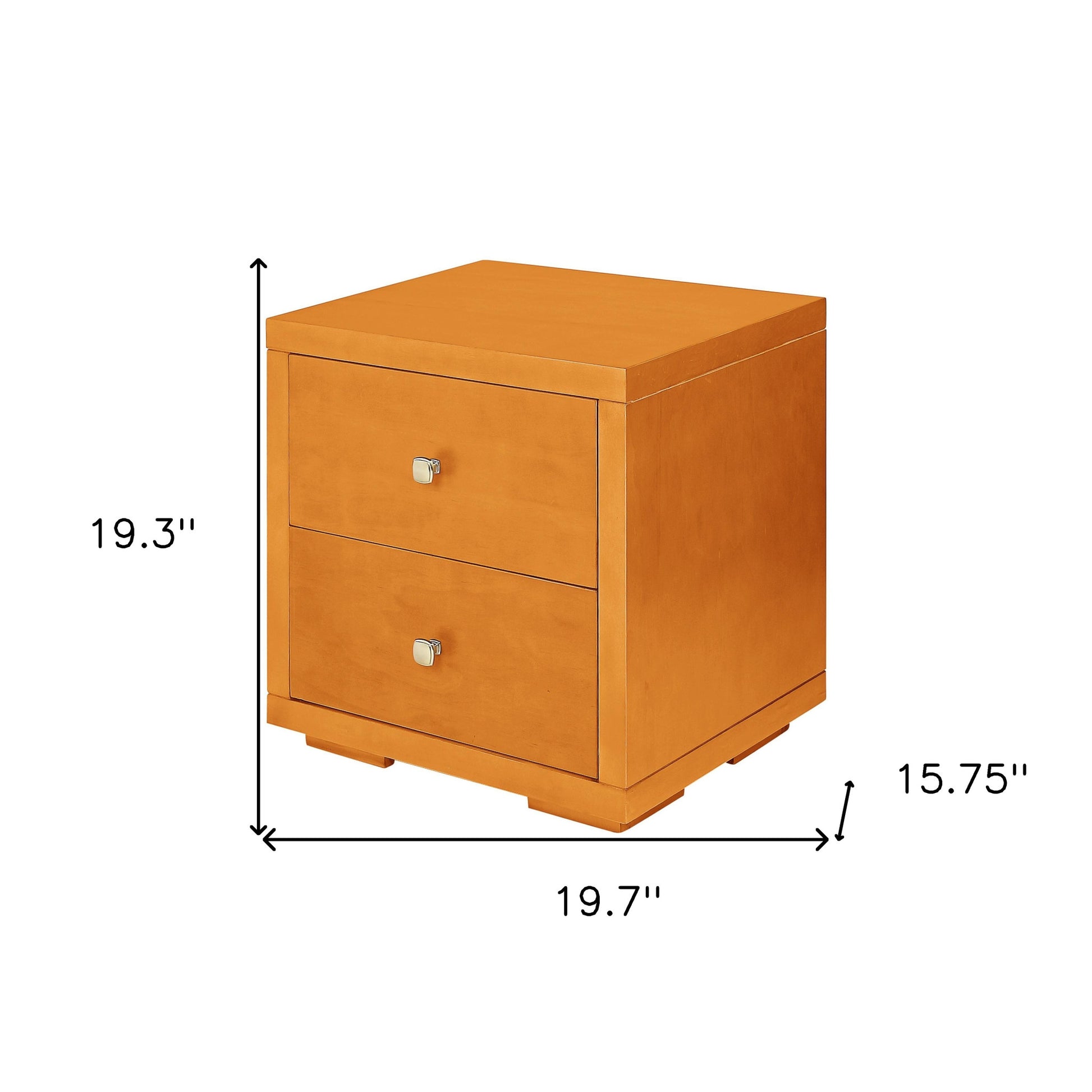 19" Light Brown Solid and Manufactured Wood Two Drawer Nightstand-5