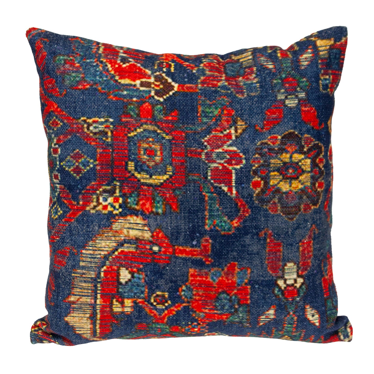 18" Blue and Red Cotton Throw Pillow-1