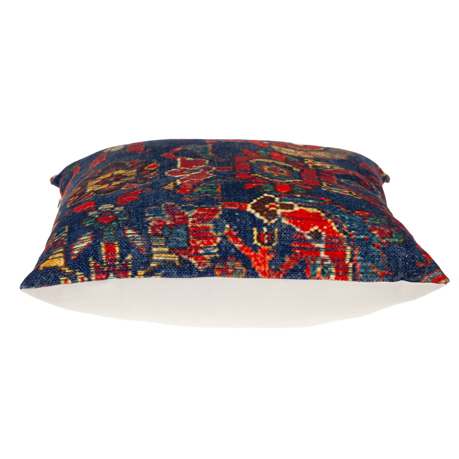 18" Blue and Red Cotton Throw Pillow-3