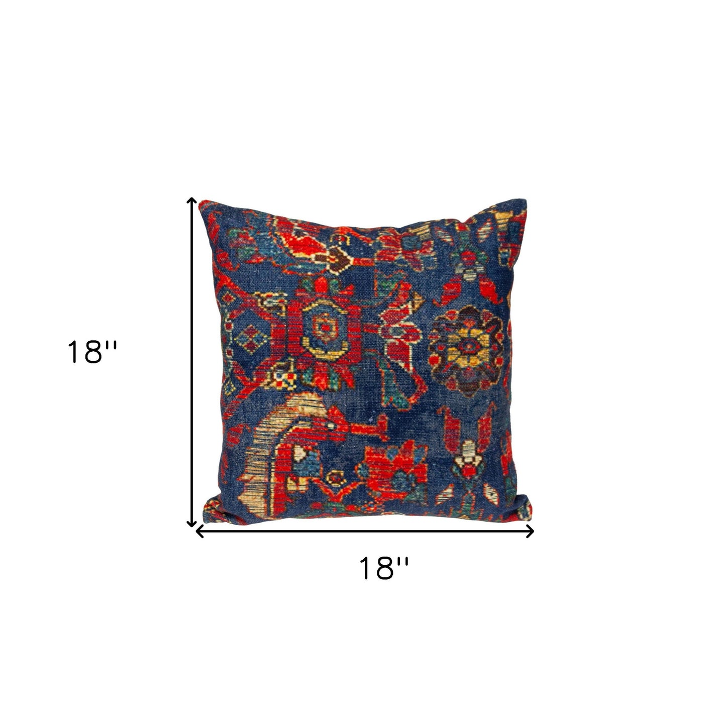18" Blue and Red Cotton Throw Pillow-7