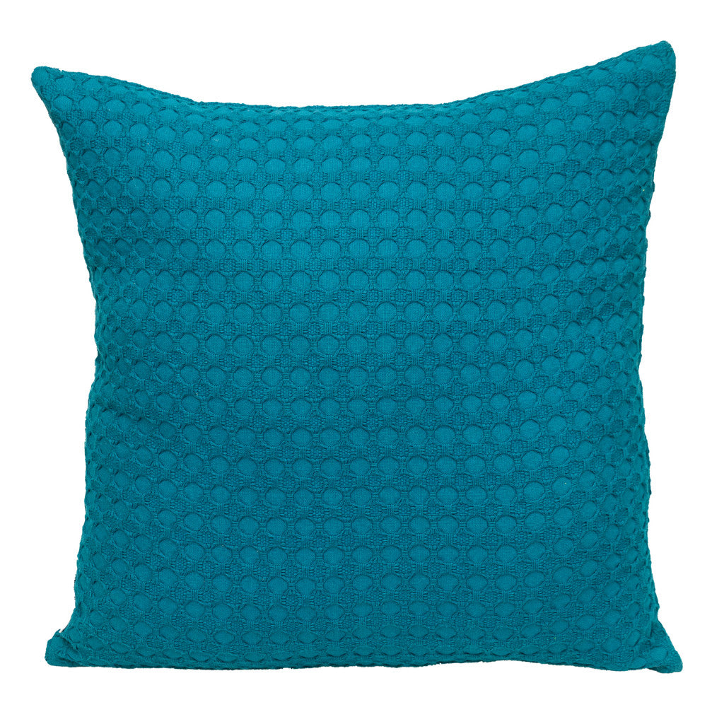 20" Blue Cotton Throw Pillow With Texture-1