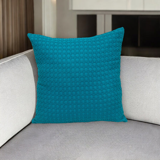 20" Blue Cotton Throw Pillow With Texture-0