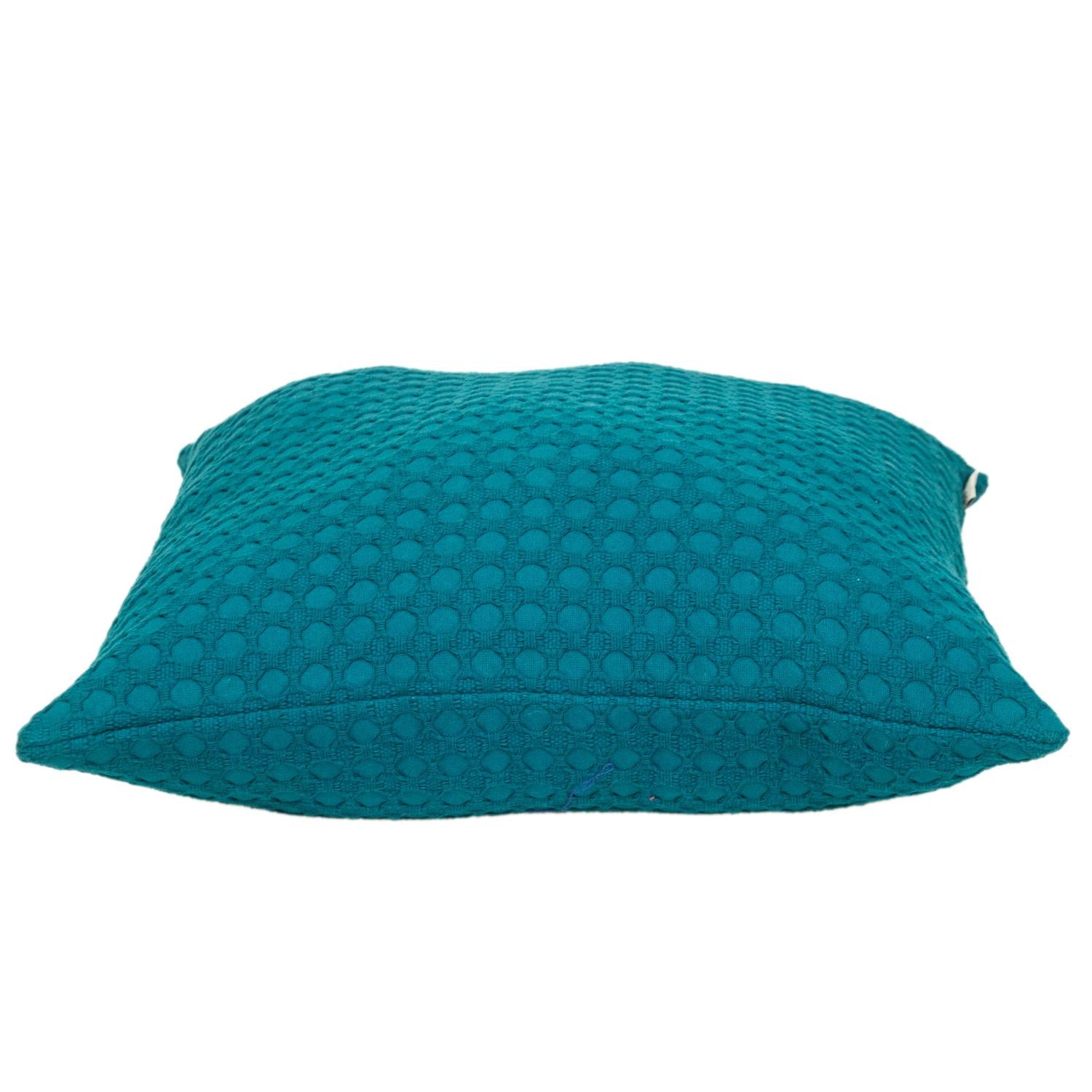 20" Blue Cotton Throw Pillow With Texture-2