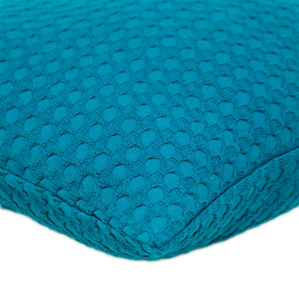 20" Blue Cotton Throw Pillow With Texture-3