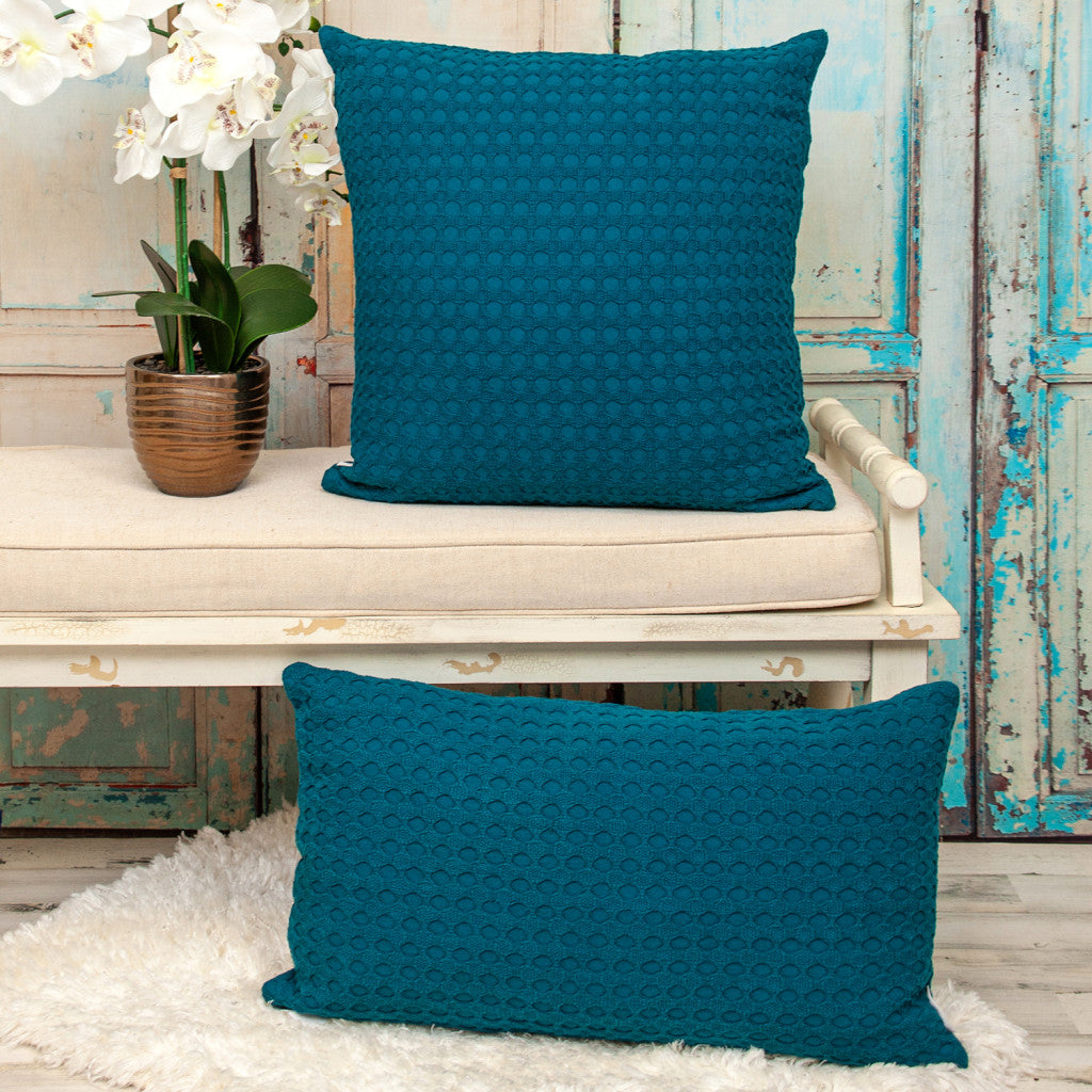 20" Blue Cotton Throw Pillow With Texture-5