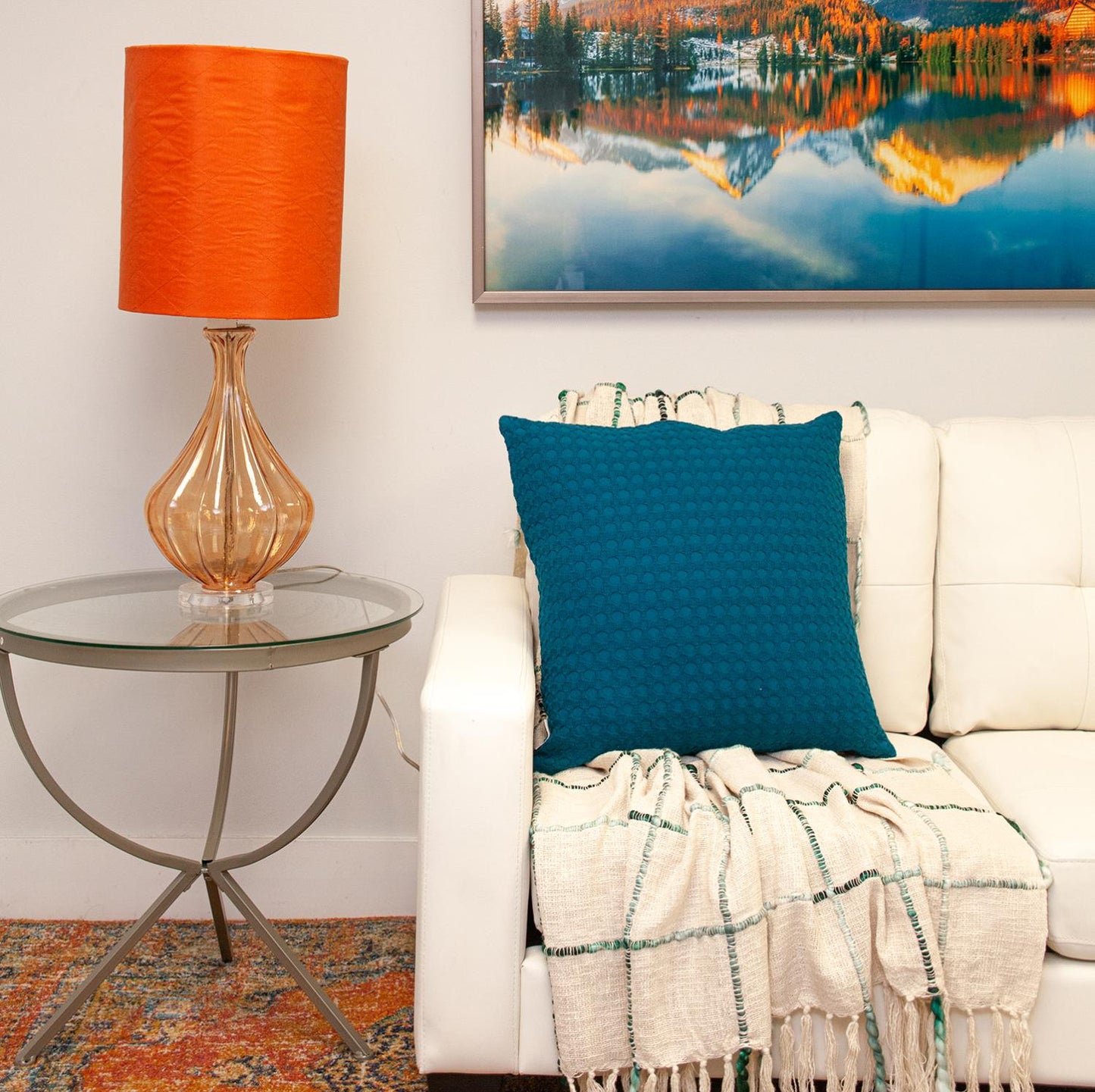 20" Blue Cotton Throw Pillow With Texture-6