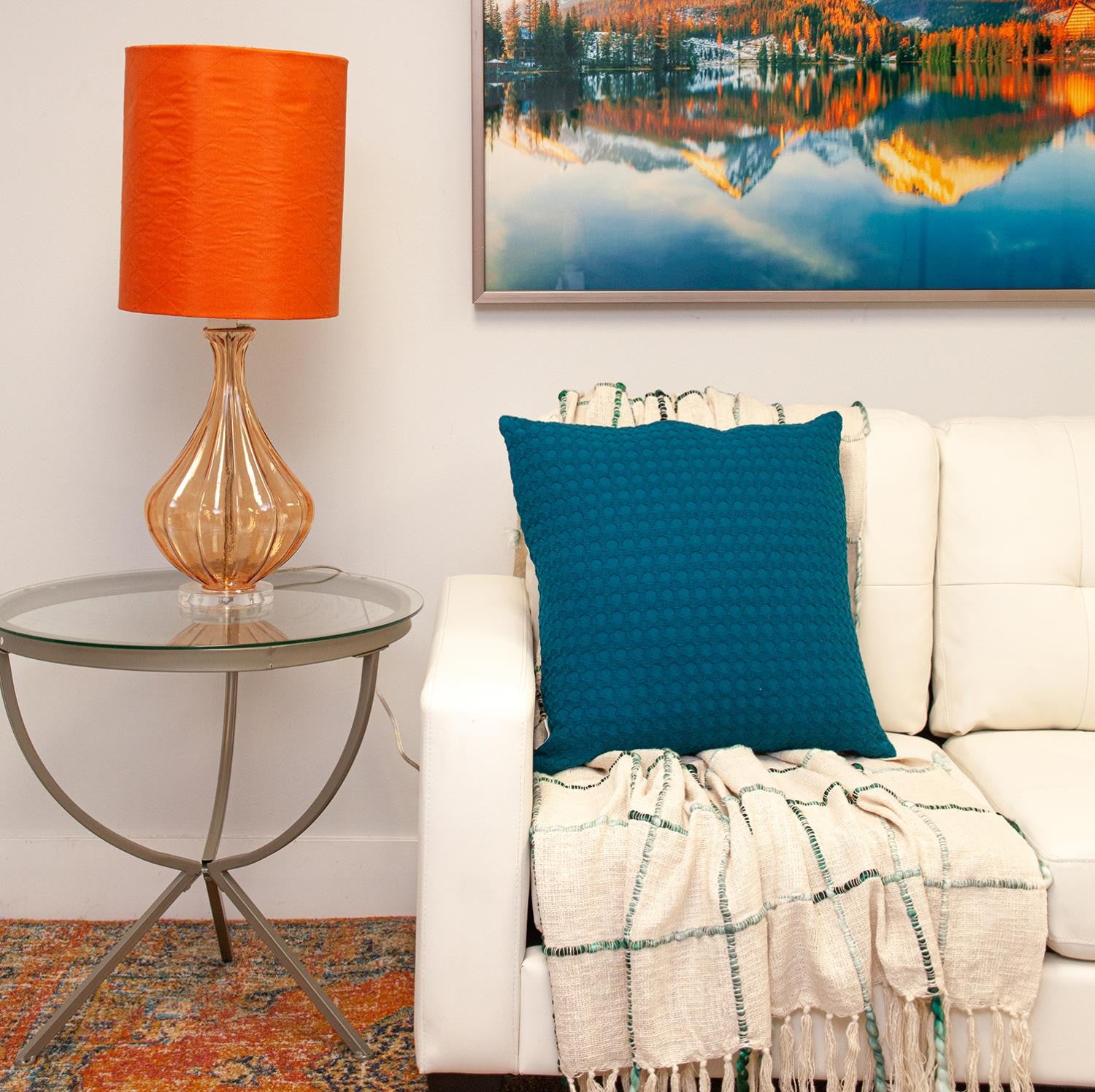 20" Blue Cotton Throw Pillow With Texture-6