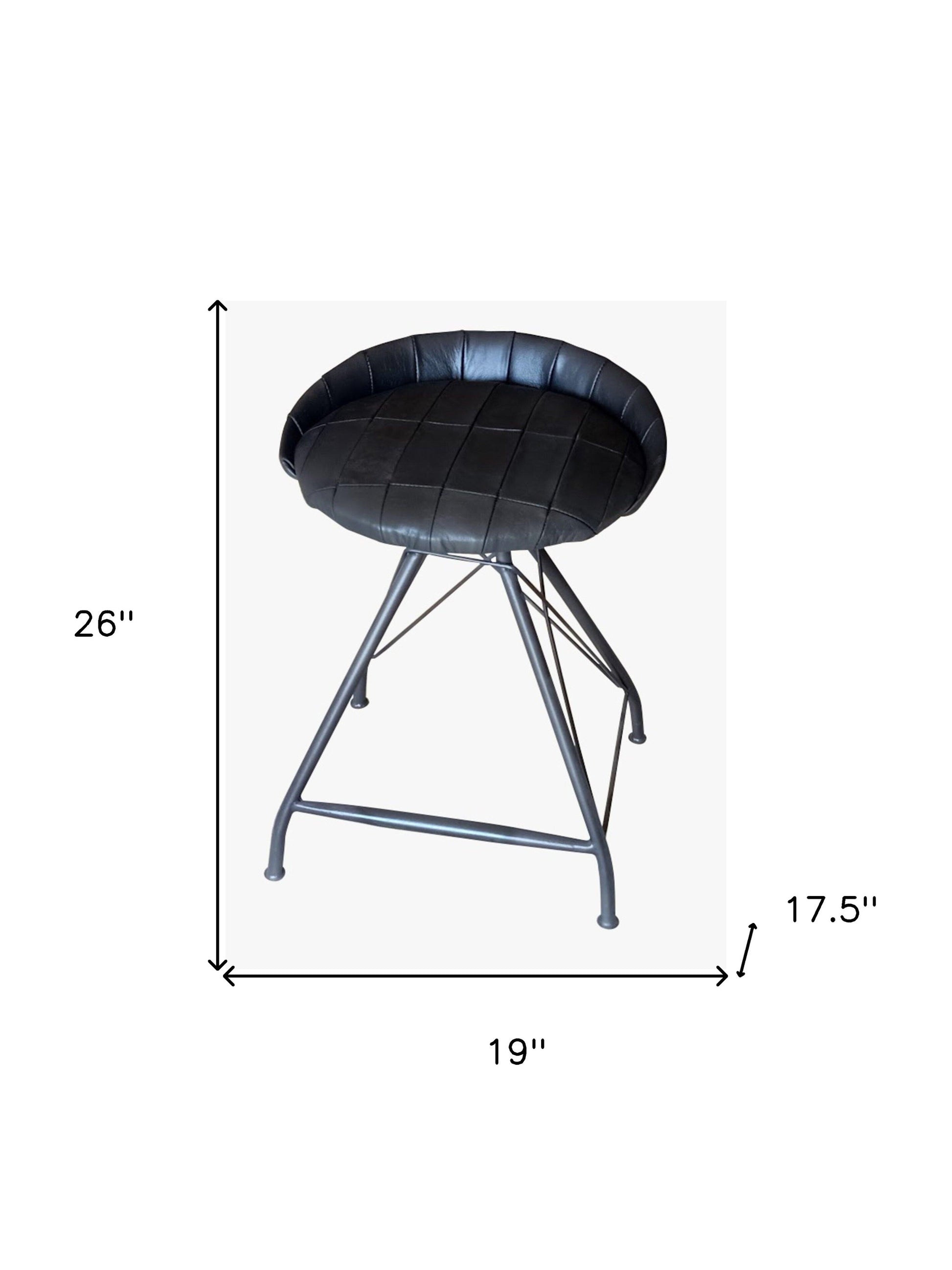 24" Gray Leather and Iron Low Back Counter Height Swivel Bar Chair-5