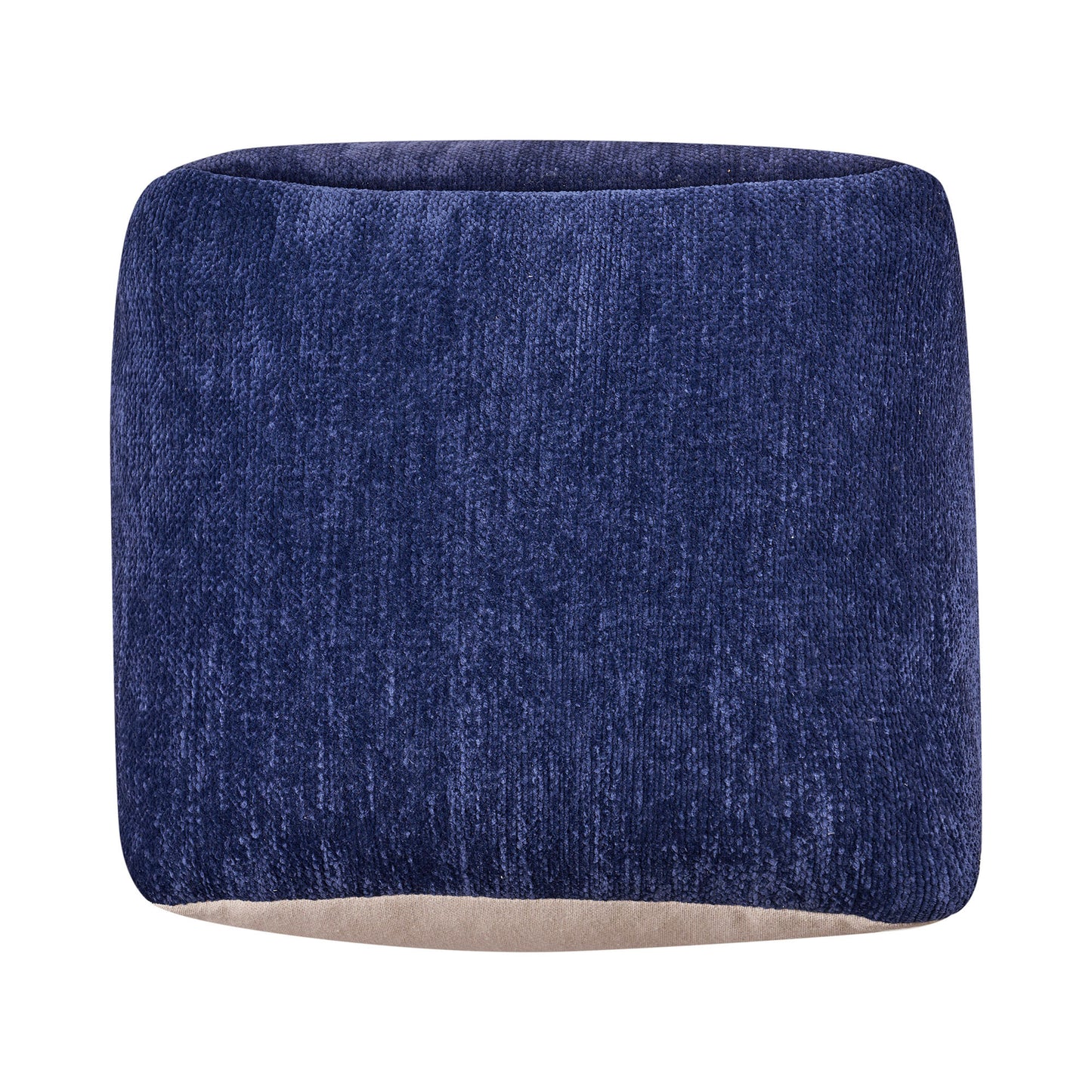 18" Blue Chenille Cube Pouf Ottoman-2