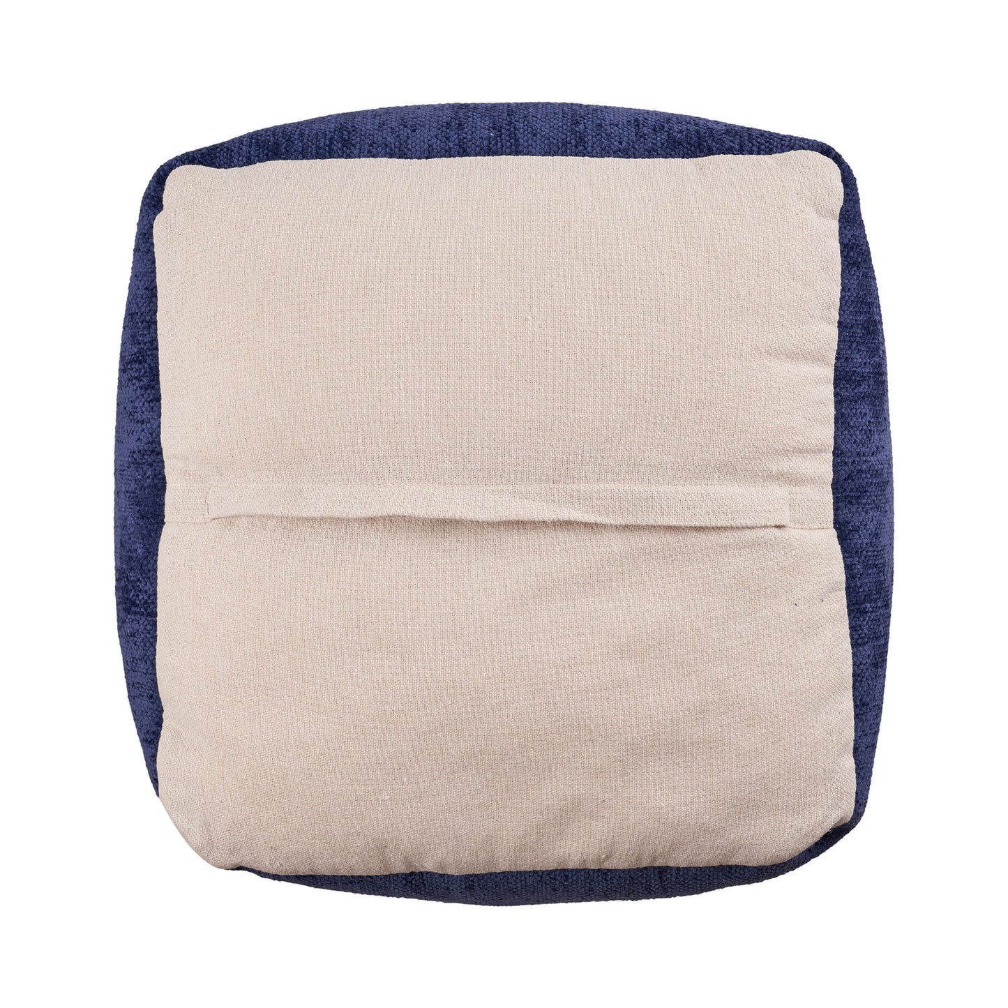 18" Blue Chenille Cube Pouf Ottoman-4