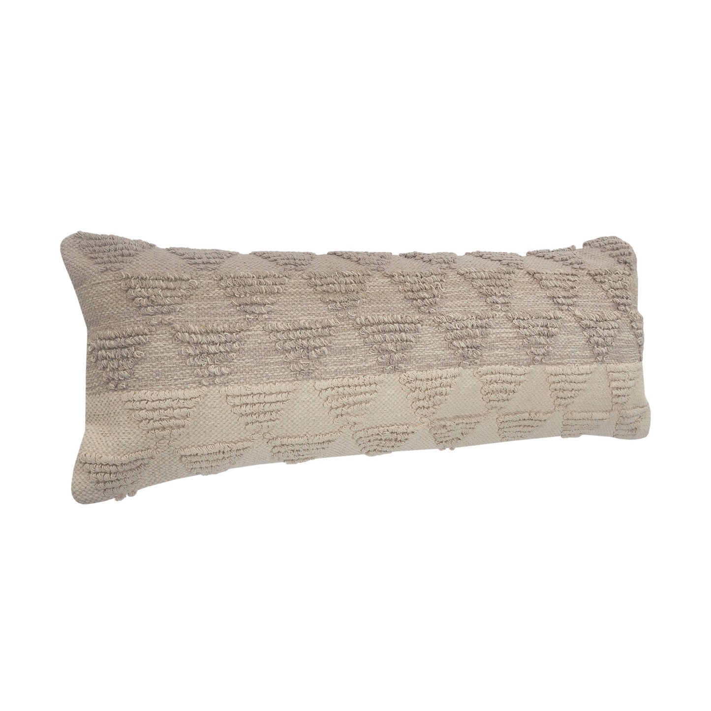14" X 36" Natural and Gray Geometric Cotton Lumbar Throw Pillow-4