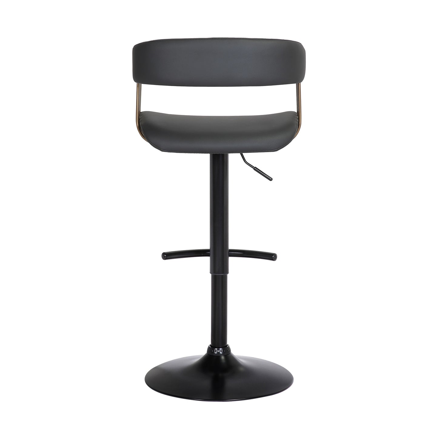 Black Faux Leather And Metal Swivel Adjustable Height Bar Chair-5