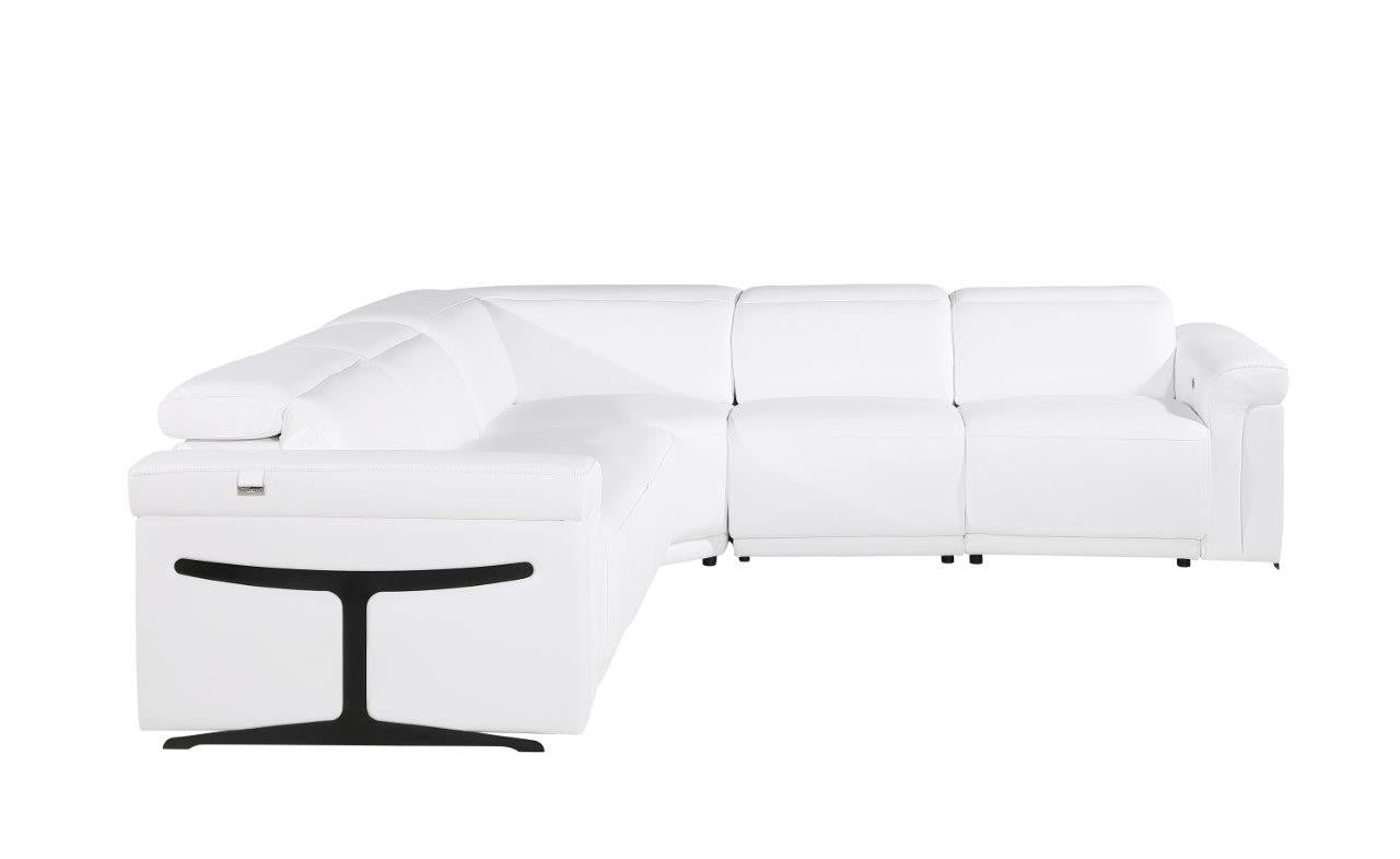 White Italian Leather Modular L Shaped Five Piece Corner Sectional-2