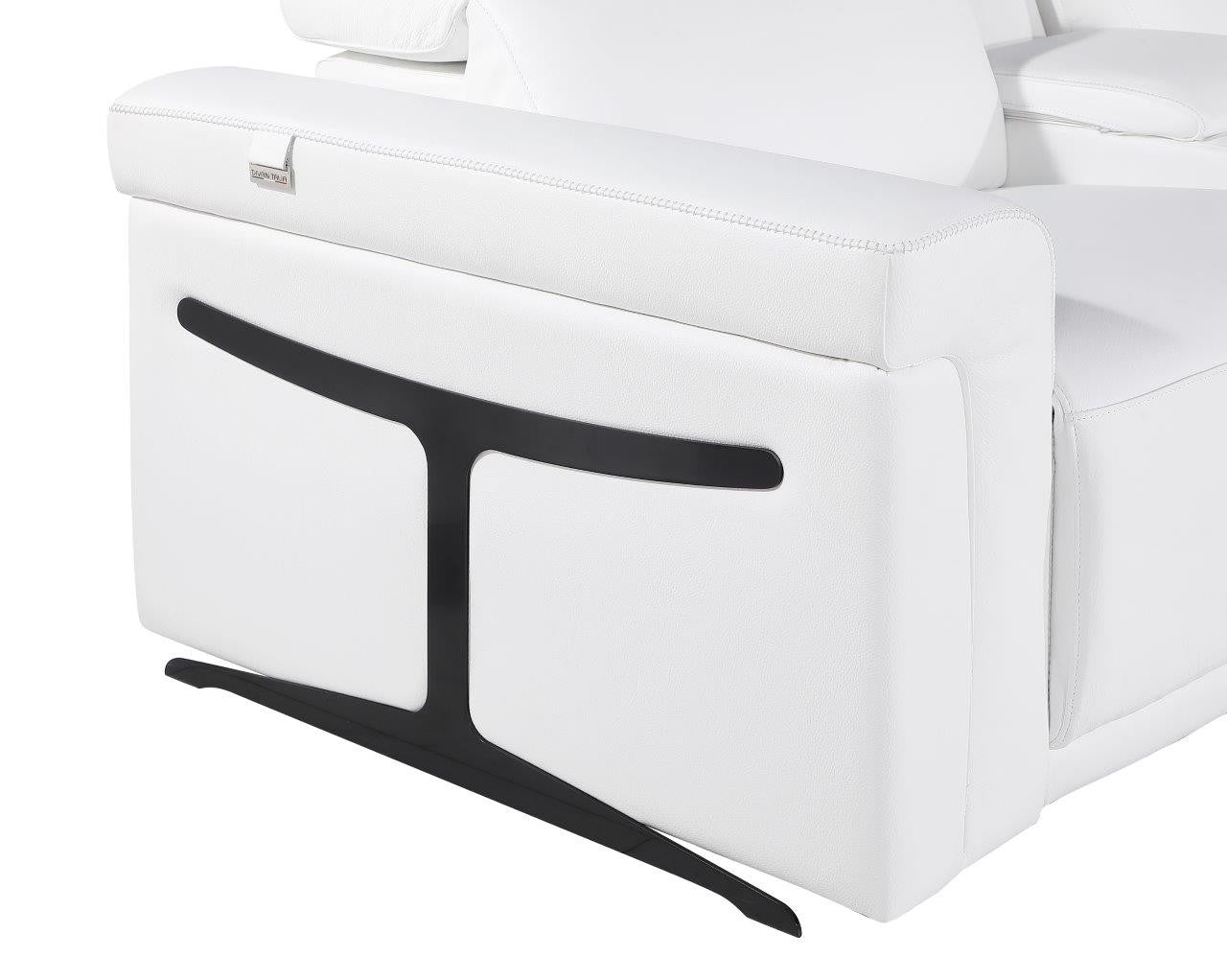 White Italian Leather Modular L Shaped Five Piece Corner Sectional-5