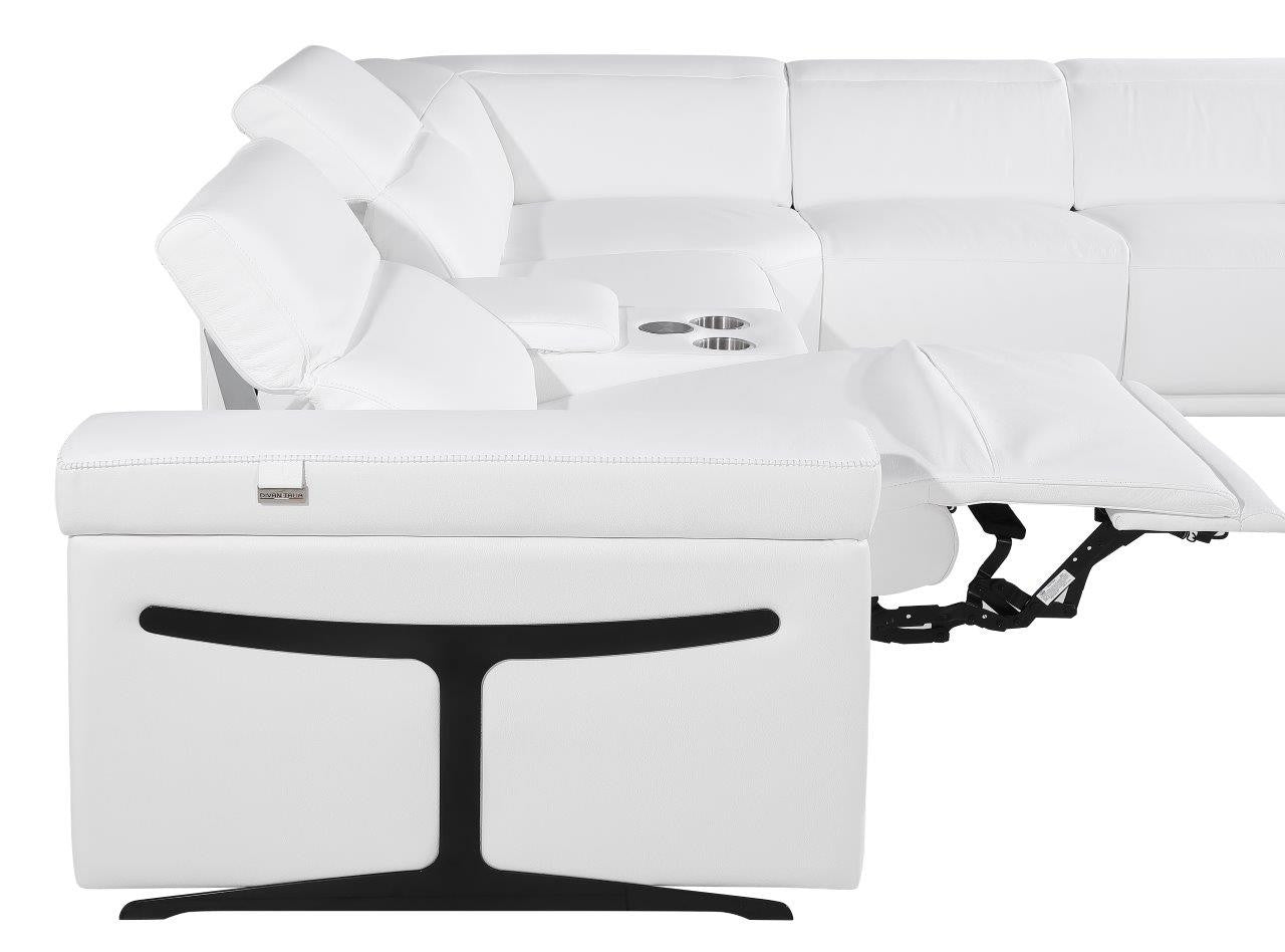 White Italian Leather Modular L Shaped Five Piece Corner Sectional-4