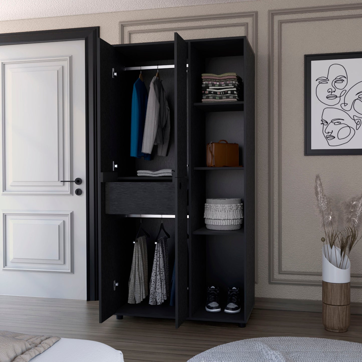 35" Black Drawer Dresser-5