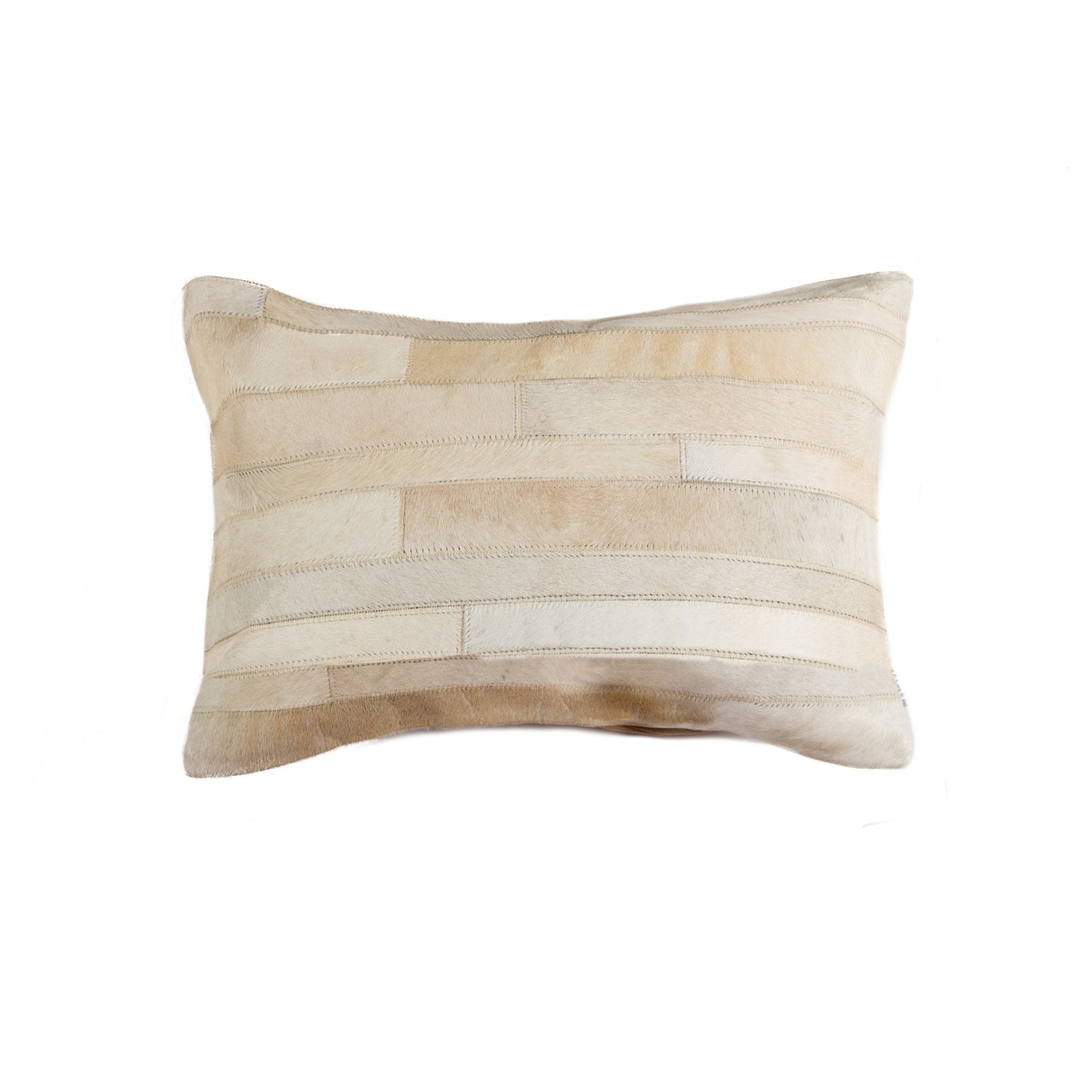 12" X 20" Natural Patchwork Cowhide Lumbar Throw Pillow-1