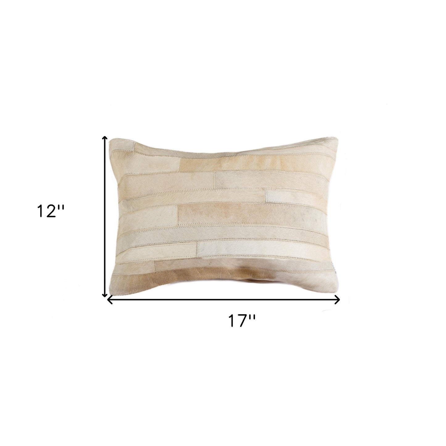 12" X 20" Natural Patchwork Cowhide Lumbar Throw Pillow-4