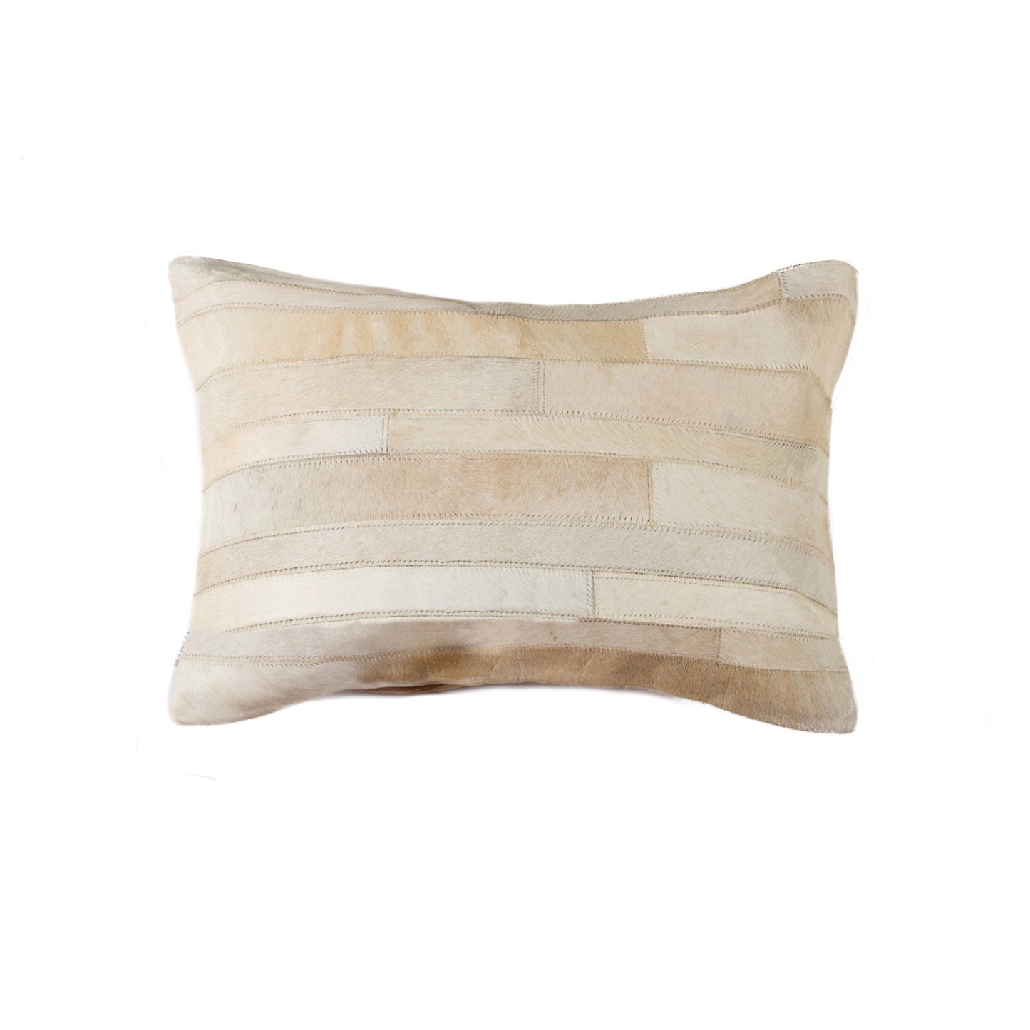 12" X 20" Natural Patchwork Cowhide Lumbar Throw Pillow-3