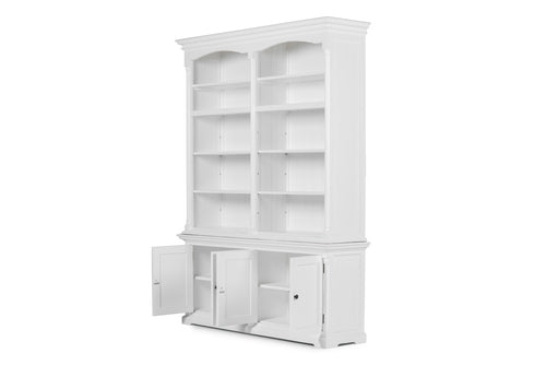 65" White Solid Wood Frame Dining Hutch With Fourteen Shelves-3