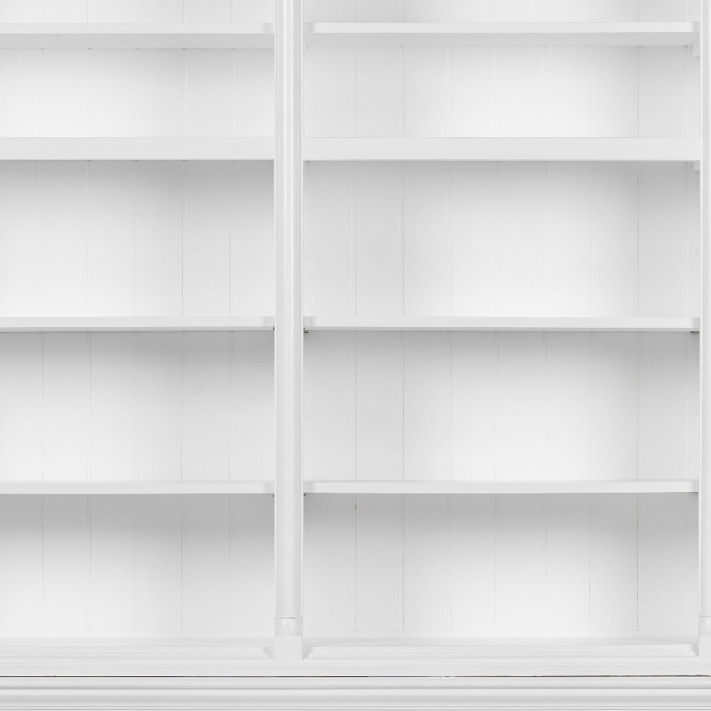 65" White Solid Wood Frame Dining Hutch With Fourteen Shelves-6